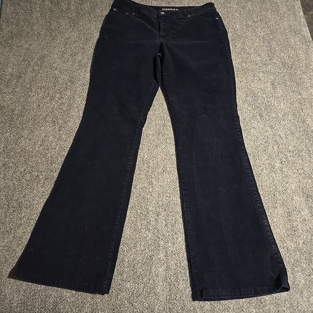 St John's Bay Corduroy Pants Womens Size 12 Ultra Tall Blue Bootcut Stretch